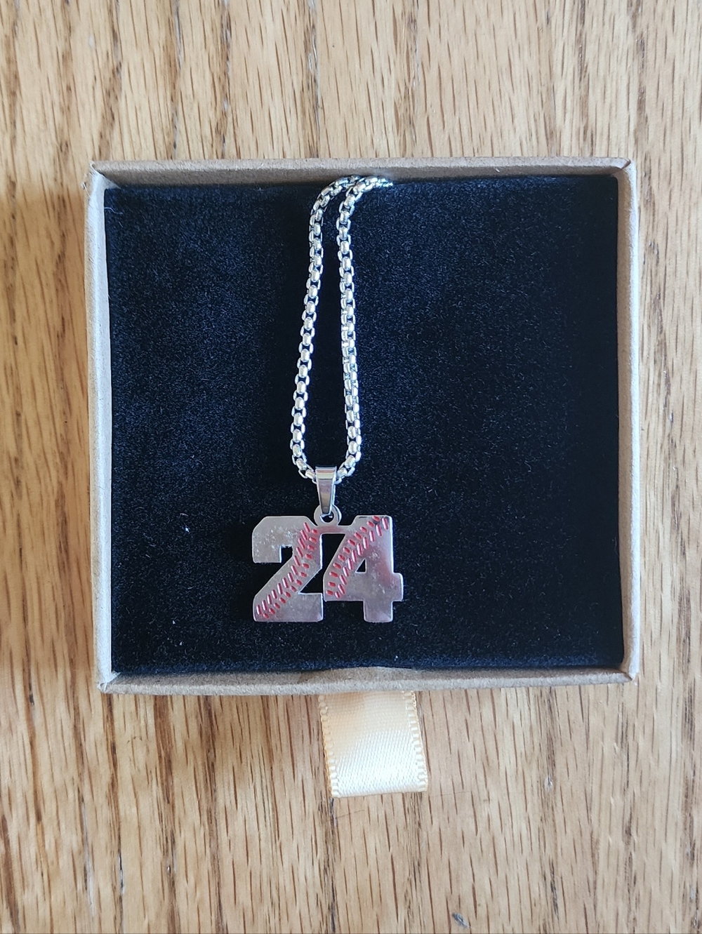 NWOT Joycuff #24 Baseball Pendant Silver Necklace Jewelry